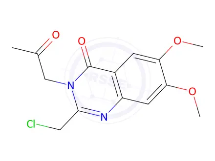 Chemical structure of 2-(chloromethyl)-6,7-dimethoxy-3-(2-oxopropyl)quinazolin-4(3H)-one