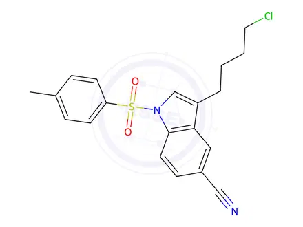 Chemical structure of 3-(4-chlorobutyl)-1-tosyl-1H-indole-5-carbonitrile