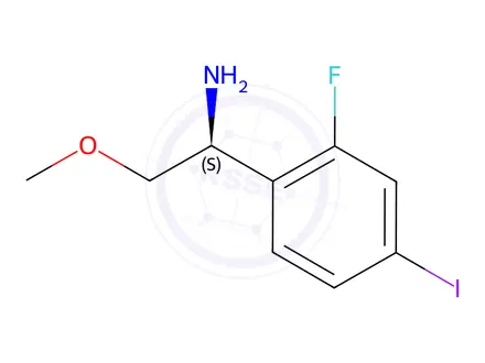 Chemical structure of (1S)-1-(2-fluoro-4-iodophenyl)-2-methoxyethanamine