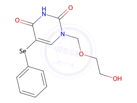 Chemical structure of 1-((2-hydroxyethoxy)methyl)-5-(phenylselenenyl)uracil