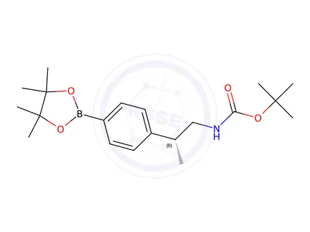 Chemical structure of (R)-tert-Butyl (2-(4-(4,4,5,5-tetramethyl-1,3,2-dioxaborolan-2-yl)phenyl)propyl)carbamate