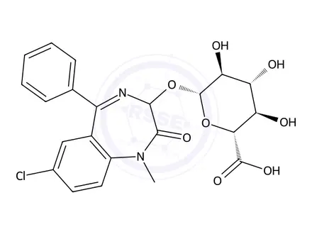 Chemical structure of Temazepam-beta-D-glucuronide, racemic mixture