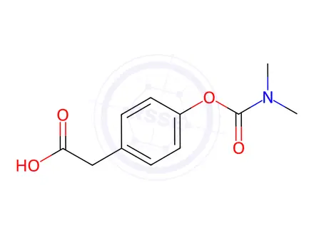 Chemical structure of 4-(dimethylcarbamoyloxy)phenylacetic acid