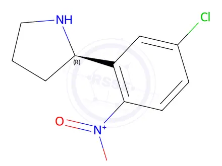 Chemical structure of (R)-2-(5-chloro-2-nitrophenyl)pyrrolidine