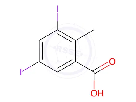 Chemical structure of 3,5-Diiodo-2-methyl benzoic acid
