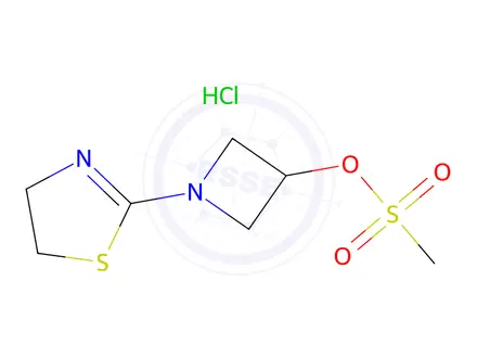 Chemical structure of [1-(4,5-dihydrothiazol-2-yl)azetidin-3-yl] methanesulfonate;hydrochloride