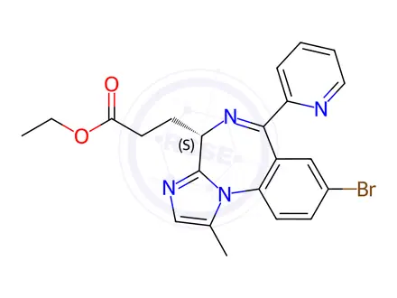 Chemical structure of (S)-ethyl 3-(8-bromo-1-methyl-6-(pyridin-2-yl)-4H-benzo[f]imidazo[1,2-a][1,4]diazepin-4-yl)propanoate