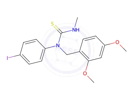 Chemical structure of 1-[(2,4-Dimethoxyphenyl)methyl]-1-(4-iodophenyl)-3-methylthiourea