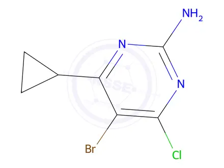 Chemical structure of 5-bromo-4-chloro-6-cyclopropylpyrimidin-2-amine