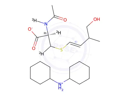 Chemical structure of N-Acetyl-S-(4-hydroxy-3-methyl-2-trans-buten-1-yl)-L-cysteine-d3 Dicyclohexylammonium Salt