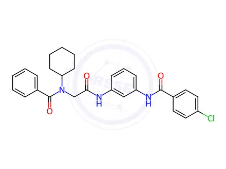 Chemical structure of N-(2-((3-(4-Chlorobenzamido)phenyl)amino)-2-oxoethyl)-N-cyclohexylbenzamide