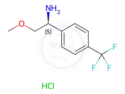 Chemical structure of (S)-2-Methoxy-1-(4-(trifluoromethyl)phenyl)ethan-1-amine hydrochloride