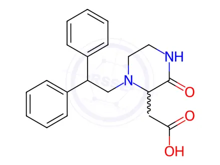 Chemical structure of 2-[1-(2,2-Diphenylethyl)-3-oxopiperazin-2-yl]acetic acid