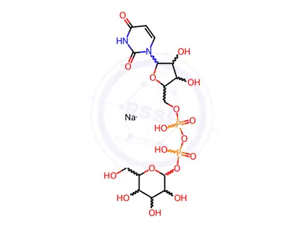 Chemical structure of Uridine 5'-(trihydrogen diphosphate), P'-α-D-mannopyranosyl ester, disodium salt