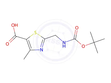Chemical structure of 2-({[(tert-butoxy)carbonyl]amino}methyl)-4-methyl-1,3-thiazole-5-carboxylic acid