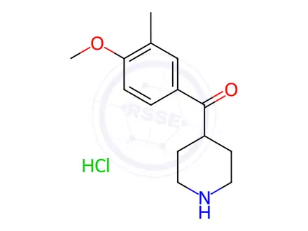 Chemical structure of 4-(4-methoxy-3-methylbenzoyl)piperidine hydrochloride
