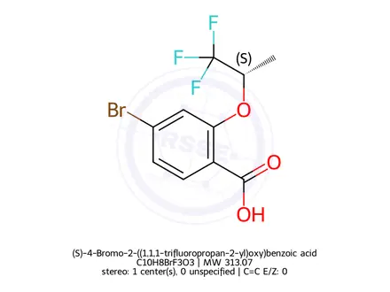 Chemical structure of (S)-4-Bromo-2-((1,1,1-trifluoropropan-2-yl)oxy)benzoic acid