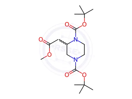 Chemical structure of Di-tert-butyl 2-(2-methoxy-2-oxoethyl)piperazine-1,4-dicarboxylate