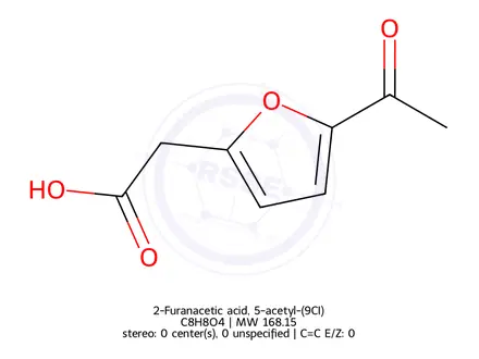 Chemical structure of 2-Furanacetic acid, 5-acetyl-(9CI)