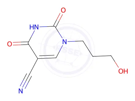 Chemical structure of 1-(3-Hydroxypropyl)-2,4-dioxo-1,2,3,4-tetrahydropyrimidine-5-carbonitrile