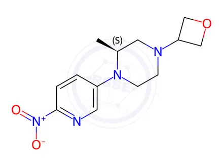 Chemical structure of (S)-2-METHYL-1-(6-NITROPYRIDIN-3-YL)-4-(OXETAN-4-YL)PIPERAZINE