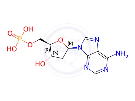 Chemical structure of Deoxyribose adenylic acid