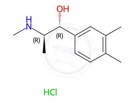 Chemical structure of 3,4-Dimethylmethcathinone Metabolite (hydrochloride) ((±)-Pseudoephedrine stereochemistry)