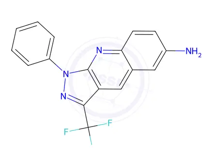 Chemical structure of 1-Phenyl-3-(trifluoromethyl)-1H-pyrazolo[3,4-b]quinolin-6-amine