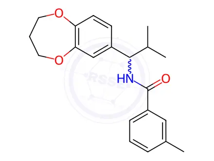 Chemical structure of Benzamide, N-[1-(3,4-dihydro-2H-1,5-benzodioxepin-7-yl)-2-methylpropyl]-3-methyl-