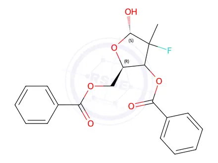 Chemical structure of [(2R,3R,4R,5S)-3-(Benzoyloxy)-4-fluoro-5-hydroxy-4-methyltetrahydrofuran-2-yl]methyl Benzoate