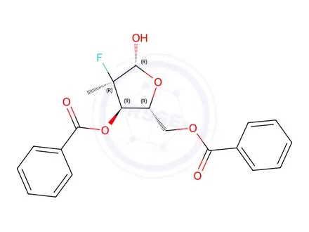 Chemical structure of [(2R,3R,4R,5R)-3-(Benzoyloxy)-4-fluoro-5-hydroxy-4-methyltetrahydrofuran-2-yl]methyl Benzoate
