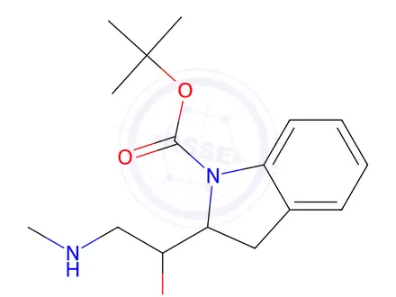 Chemical structure of tert-butyl 2-[1-hydroxy-2-(methylamino)ethyl]-2,3-dihydro-1H-indole-1-carboxylate