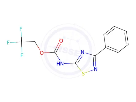 Chemical structure of 2,2,2-trifluoroethyl N-(3-phenyl-1,2,4-thiadiazol-5-yl)carbamate