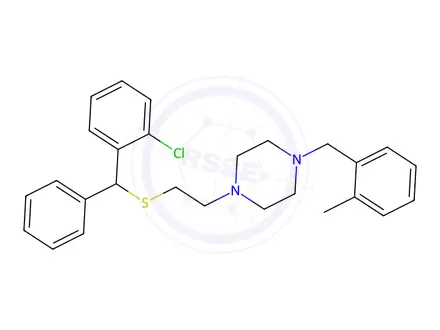 Chemical structure of 1-(2-(((2-Chlorophenyl)(phenyl)methyl)thio)ethyl)-4-(2-methylbenzyl)piperazine