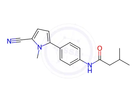 Chemical structure of N-(4-(5-Cyano-1-methyl-1H-pyrrol-2-yl)phenyl)-3-methylbutanamide