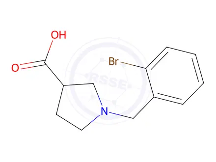 Chemical structure of 1-[(2-Bromophenyl)methyl]pyrrolidine-3-carboxylic Acid
