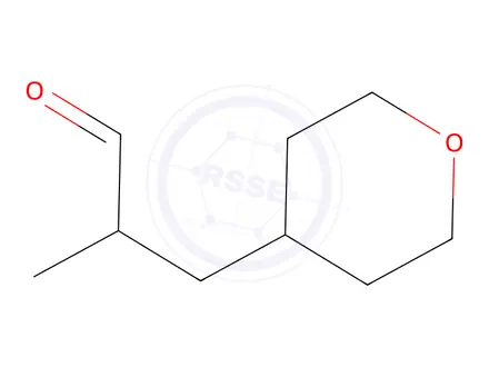 Chemical structure of 2-methyl-3-(oxan-4-yl)propanal