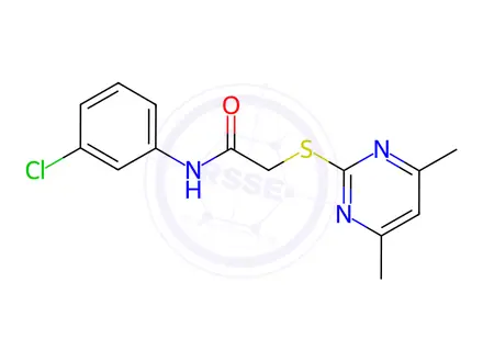 Chemical structure of N-(3-chlorophenyl)-2-((4,6-dimethylpyrimidin-2-yl)thio)acetamide