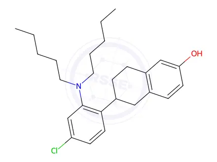 Chemical structure of 6-(4-chloro-2-(dipentylamino)phenyl)-5,6,7,8-tetrahydronaphthalen-2-ol