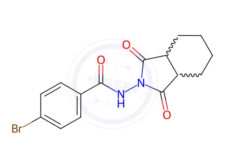 Chemical structure of 4-Bromo-N-(1,3-dioxohexahydro-1H-isoindol-2(3H)-yl)benzamide