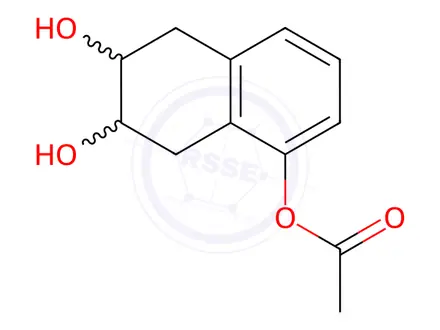 Chemical structure of cis-6,7-Dihydroxy-5,6,7,8-tetrahydronaphthalen-1-yl acetate