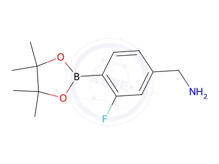 Chemical structure of (3-Fluoro-4-(4,4,5,5-tetramethyl-1,3,2-dioxaborolan-2-yl)phenyl)methanamine