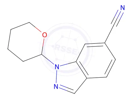 Chemical structure of 1-(Tetrahydro-2H-pyran-2-yl)-1H-indazole-6-carbonitrile