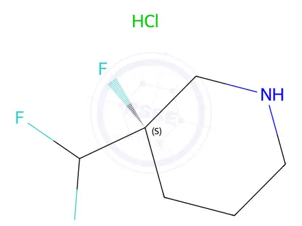 Chemical structure of (S)-3-(difluoromethyl)-3-fluoropiperidine hydrochloride