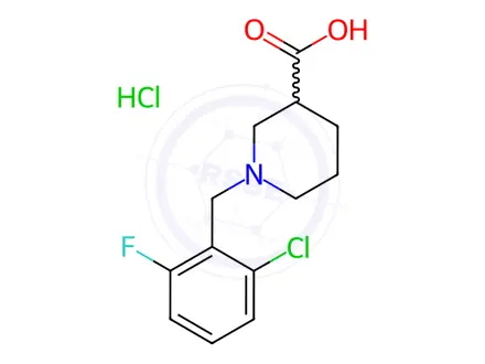 Chemical structure of 1-(2-Chloro-6-fluorobenzyl)piperidine-3-carboxylic acid hydrochloride