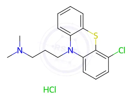 Chemical structure of 4-Chloro-10-[(dimethylamino)propyl]phenothiazine Hydrochloride