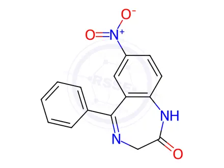 Chemical structure of Nitrazepam (1.0 mg/ml in Acetonitrile) (Psy)