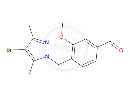 Chemical structure of 4-[(4-bromo-3,5-dimethyl-1h-pyrazol-1-yl)methyl]-3-methoxybenzaldehyde