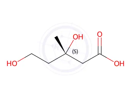 Chemical structure of (3S)-3,5-dihydroxy-3-methylpentanoic acid