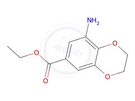 Chemical structure of Ethyl 8-amino-2,3-dihydrobenzo[b][1,4]dioxine-6-carboxylate
